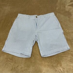 Vineyard Vines Cotton Seersucker Bermuda Blue White Striped Shorts Size 35